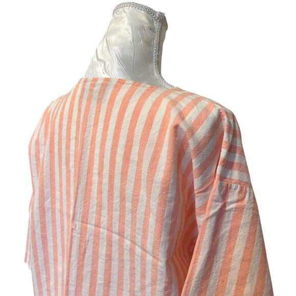 Vintage 60s Pink White Striped Top Womens Sz Large Drawstring Waist Barbiecore - Picture 11 of 15